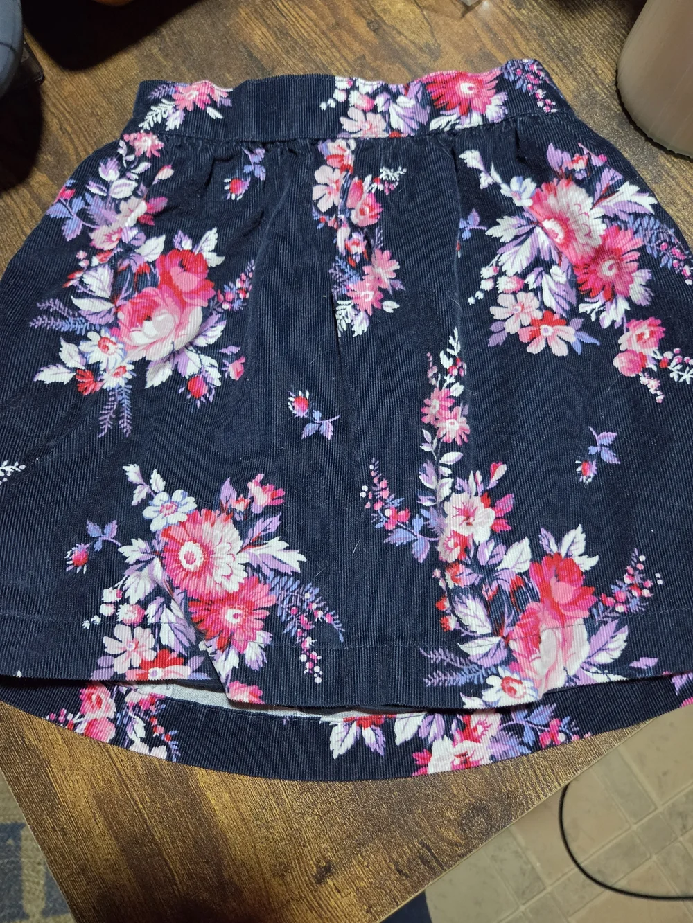GAP Navy Floral High-Low Skirt - Pink & Purple Flowers